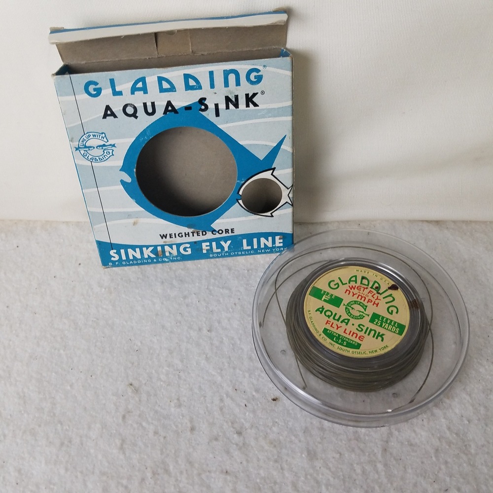Gladding‎ Aqua-Sink Sinking Fly Line Size F Green Weighted Core 22.5 Yds USA
